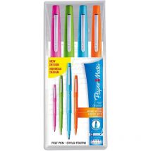 4 Stylos Feutres - Pointe Moyenne - Couleurs Vives - Flair - Papermate - Paper Mate