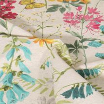 Tissu Coton & Lin Imprimé Lico Fleuri Des Champs Fleuris Sur Fond Beige - Au Mètre - Craftine