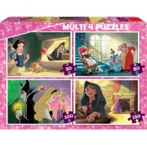 4 Puzzles Evolutif Enfant Les Princesses Disney : Raiponce - Blanche Neige - Cendrillon - Aurore 50 - 80 - 100 - 150 Pieces - Educa - 18626 - Educa