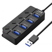 Hub Usb Vers Usb 3.0 Et 3x Usb 2.0 Transfert De Données 5gb/s Linq Noir