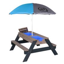 Axi Table Sable Et Eau Nick Anthracite Avec Parasol Bleu Gris 90x80x56cm - Axi House