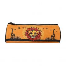 Bagtrotter - Le Roi Lion - Trousse Scolaire Ronde - Orange - 1 Compartiment Zippé - 22x7x7cm - Matière Polyester - Accessoire Et Papeterie Scolaire