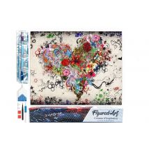 Diamond Painting Broderie Diamant Figured’art 40x50cm Toile Entière Roulée Avec Diamants Carrés - Coeur Graffiti - Figured'Art