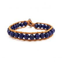 Bracelet Facelia En Pierres Lapis Lazuli Et Cuir Véritable - SLOYA