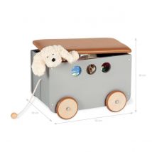 Coffre À Jouets Sur Roulettes Jim - Pratique Et Élégant En Gris - Pinolino