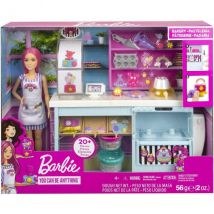 Poupée Barbie Métier : La Cuisine De Barbie Avec 20 Accessoires + 1 Poupée Mannequin - Mattel - Hgb73 - Barbie