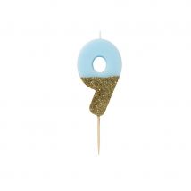 Bougie Blue Or Chiffre 9 - TALKING TABLES