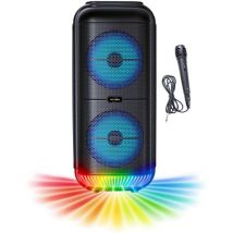 Enceinte Karaoké Lumineuse - Ka22-bth - Bluetooth V5.0 - 49 Cm - 500 W - Noir - Inovalley