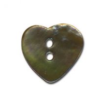 Bouton Nacre En Forme De Coeur Couleur Kaki - My mercerie
