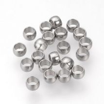 50 Perles D'Espacement Perles Intercalaires En Acier Inoxydable 304 Argenté 3 X 2 Mm - Creation - La boutique de Karine