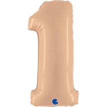 Ballon Géant Chiffre 1 Satin Nude (102 Cm) - GRABO
