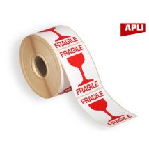 Apli 111634 - Etiquettes De Signalisation Fragile Rouge/verre 70x100mm