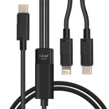 Linq Câble De Charge Et Synchronisation Usb-c Vers Lightning Et Usb-c 60w Noir