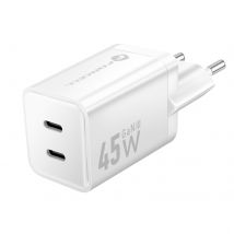 Forcell Chargeur Secteur Double 45w Usb-c Pd / Qc 4.0 Ulta-compact Gan Iii Blanc