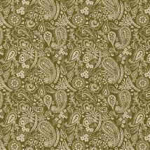 Tissu Coton Imprimé Arty Cachemire Paisley Sur Fond Vert - Au Mètre - Craftine