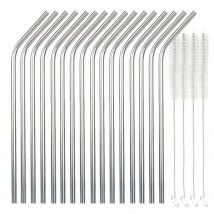 16 Pailles Réutilisables En Inox 21 Cm - Chevalier Diffusion