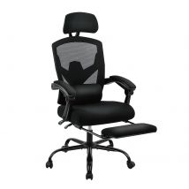 Fauteuil Ergonomique Inclinable À Dossier Haut Maille Salon Chaise De Jeu À Bascule - Noir - Soundswealth