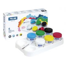 Boîte 6 Pots 40 Ml De Gouache De Couleur Avec Pinceau - Milan