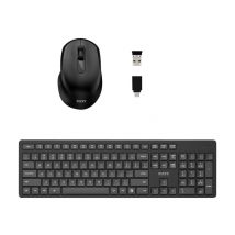 Port Connect Clavier Pc De Bureau Sans Fil 2.4 Ghz Usb-a & Usb-c 12 Raccourcis Multimédia Optique 1600 Dpi Azerty Prise Eu Noir - Port Designs