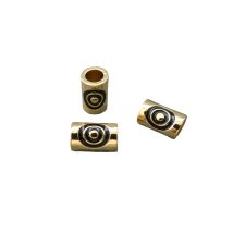 1 Perle Tube Dorée Avec Cercles Noirs 9*5mm, Cuivre Or (mfp05)