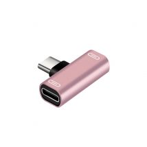 Avizar Adaptateur Splitter Double Usb Type-c Vers Usb Type-c Rose Champagne