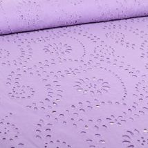 Tissu Broderie Anglaise Suzzy Sur Fond Lilas - Au Mètre - Craftine