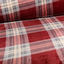 Tissu Doudou Ecossais Wilson Sur Fond Bordeaux - Au Mètre - Craftine