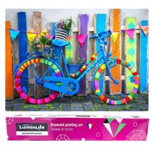 Diamond Painting Broderie Diamant Luminlife 70x50cm, 100% Strass, Diamants Ronds - Vélo Coloré - Lumiquest
