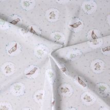 Tissu Coton Imprimé Minofaune Sur Fond Ivoire - Craftine