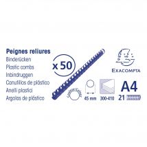 Boite 50 Reliures Spirales Plastique 45mm - Noir - Exacompta