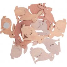 12 Mini Autocollants Lapins - Rose Poudré - Rico