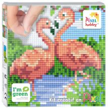 Pixel Kit Créatif Tableau 12x12cm - Flamant Rose - Pixel ou Pixel kit