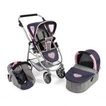 Poussette Pour Poupées, 3 En 1 Emotion - Gris-bleu Marine - Bayer Chic 2000