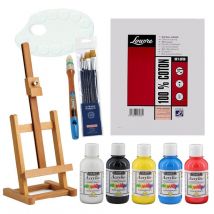 Pack - Je Débute La Peinture Acrylique - Pinceaux - Toile - Peinture - Chevalet - Surdiscount