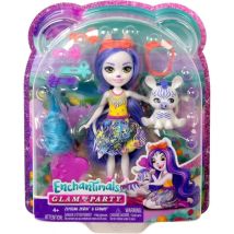 Enchantimals Glam Party Poupee Zemirah Zebra Et Grainy Zebre - Figurine 15 Cm - Animal - Mattel Hnv28