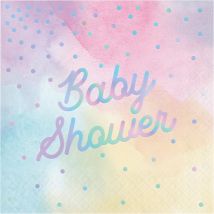 16 Serviettes Baby Shower Pastels Iridescent - Creative Party