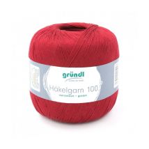 Hakelgarn 100 Fil Coton À Crocheter - Grundl - Certifié Oeko-tex 125 Rouge - Gründl