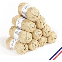 10 Pelotes De Laine - Sable - 100% Coton Bio - 3mm - Tricot Et Crochet - Bergère De France - Bergere De France