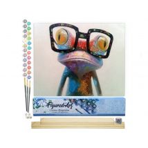 Peinture Par Numéro Figured'art - Grenouille Et Lunettes - Kit De Loisir Créatif Diy Numéro D'Art Complet - 40x50cm Toile Roulée + Châssis En Bois À