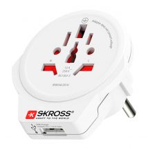 Skross Adaptateur Chargeur De Voyage Usb Monde Vers Europe 2 / 3 Poles Blanc