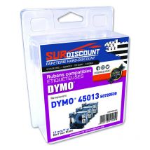 Lot De 3 Rubans Compatibles Pour Titreuse Dymo 45803 12mm/7m Plastique Noir Sur Blanc - Surdiscount