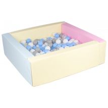 Piscine À Balles Carrée Avec 200 Balles - Bords 3 Couleurs/blanc, Transparent, Bleu Clair, Gris - Velinda