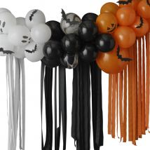 Kit Arche De 50 Ballons Halloween Et Rubans Crépons - Fantômes, Citrouilles - Ginger Ray
