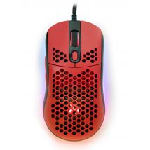 Souris Gaming Arozzi Ultra Light Favo - 16000 Dpi - Cable Tressé - Rgb - Rouge