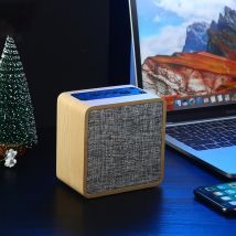 Enceinte Bluetooth Tissu Bois Avec Microphone Basses Puissantes Autonomie 10h Aux Tf Jaune Yonis - Yonis