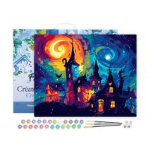 Peinture Par Numéro Figured'art Avec Cadre - Château Fantastique - Kit De Loisir Créatif Diy Numéro D'Art Complet - 40x50cm Toile Tendue Sur Châssis