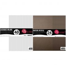 72 Papiers Scrapbooking Blanc + Marron - 300g/ M² - Infocrea