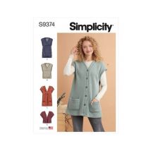 Patron Simplicity 9374 - Gilets En Tricot Pour Femme Du 32 Au 54 Fr Taille N°fr 32-54