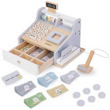 Caisse Enregistreuse Bois, Enfant +3 - Équipée De Clavier Numérique, Boulier, Scanner Et Accessoires - Mamabrum