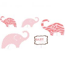 5 Centres De Table Baby Safari Pink - CREATIVE PARTY